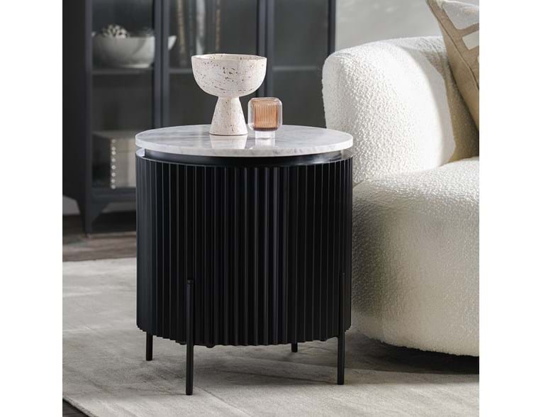 Gage Black/White Round End Table - Ornate Home