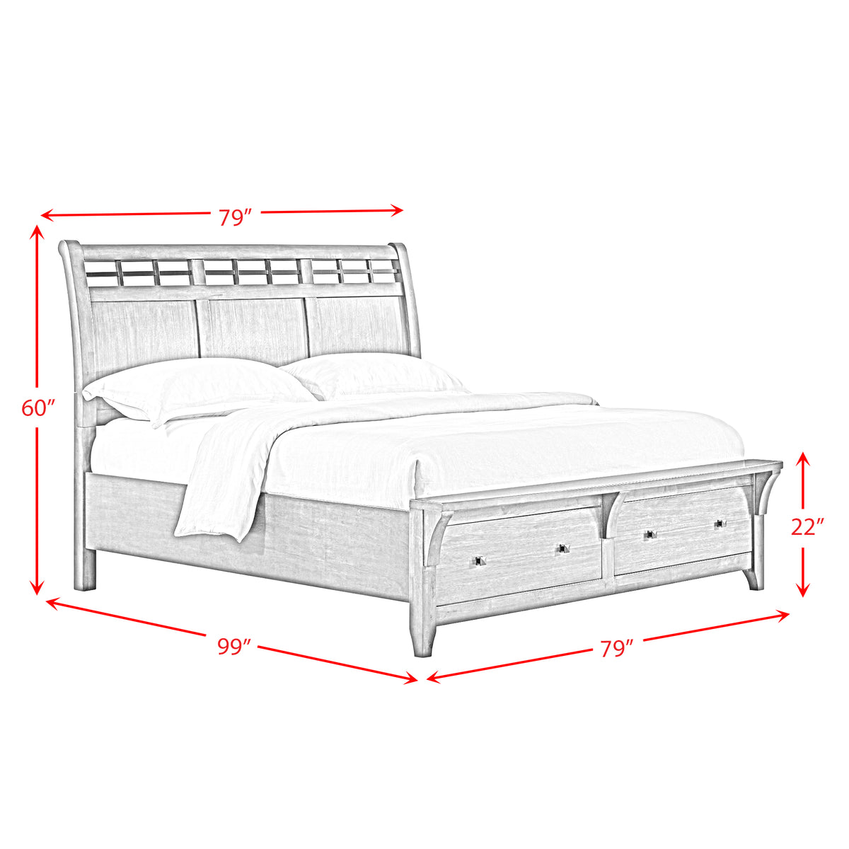 Gage Chestnut 3-Piece King Sleigh Storage Bedroom Set - Ornate Home