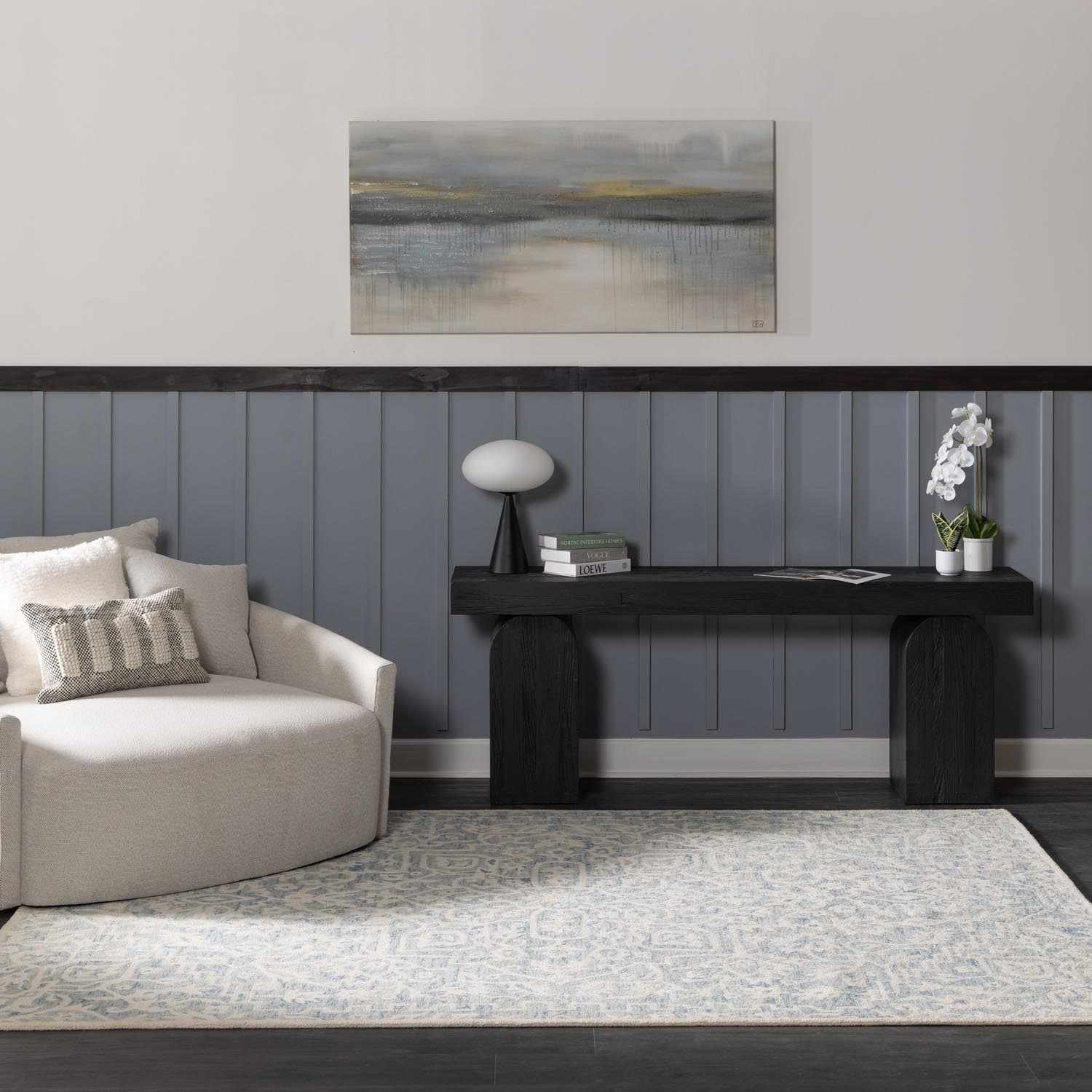 Gagebrook Blue Wool Area Rug - Ornate Home