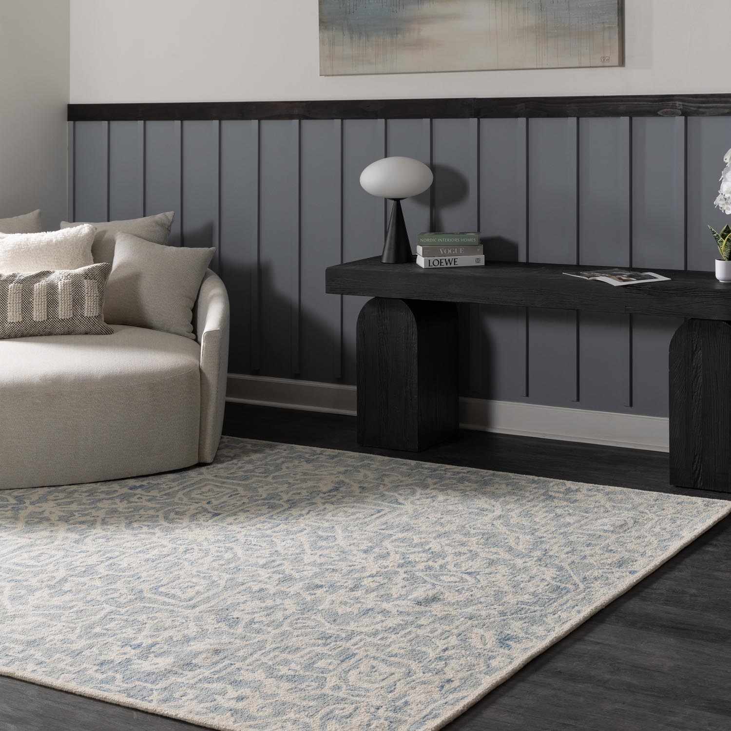 Gagebrook Blue Wool Area Rug - Ornate Home
