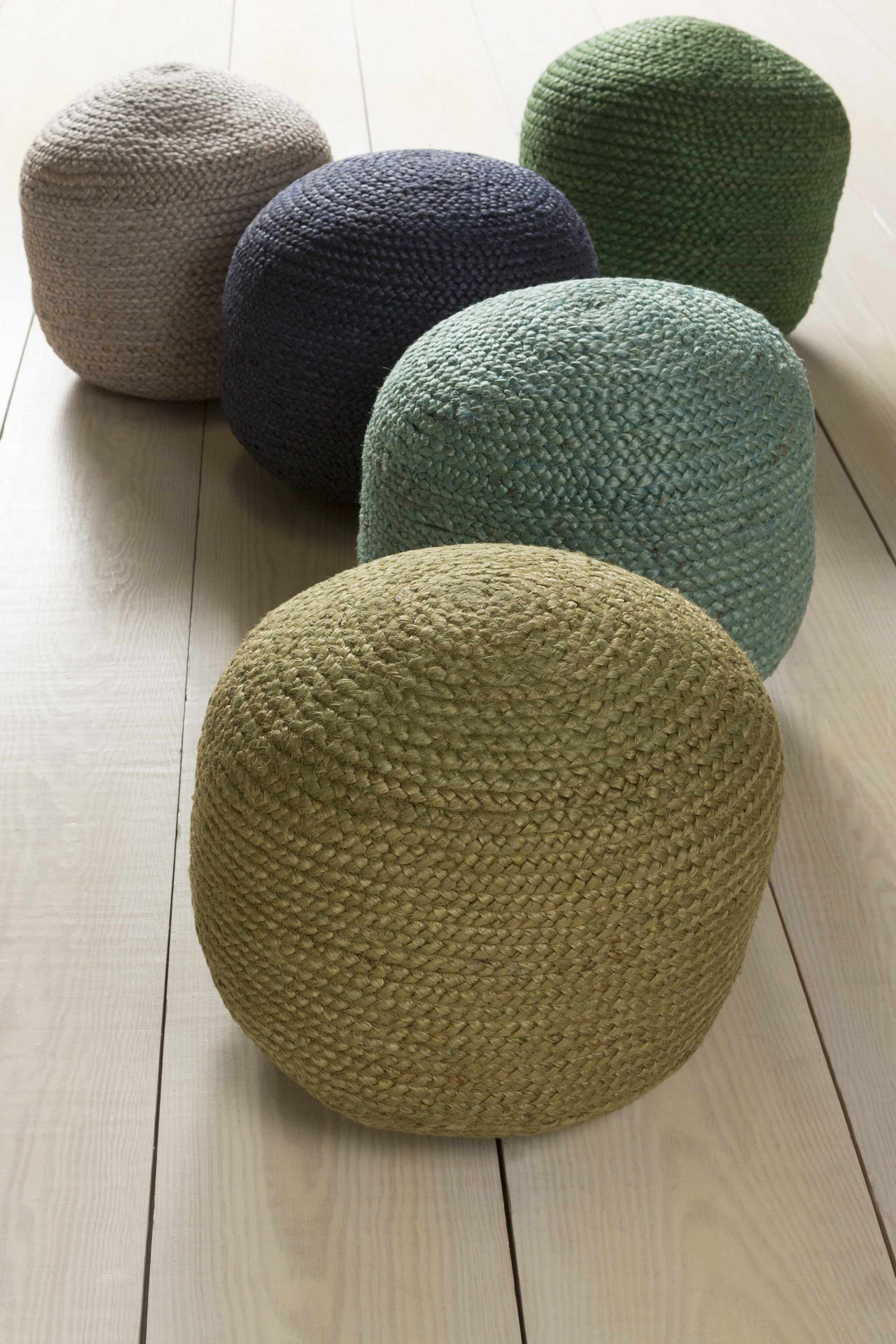 Gail Navy Jute Knitted Pouf - Ornate Home