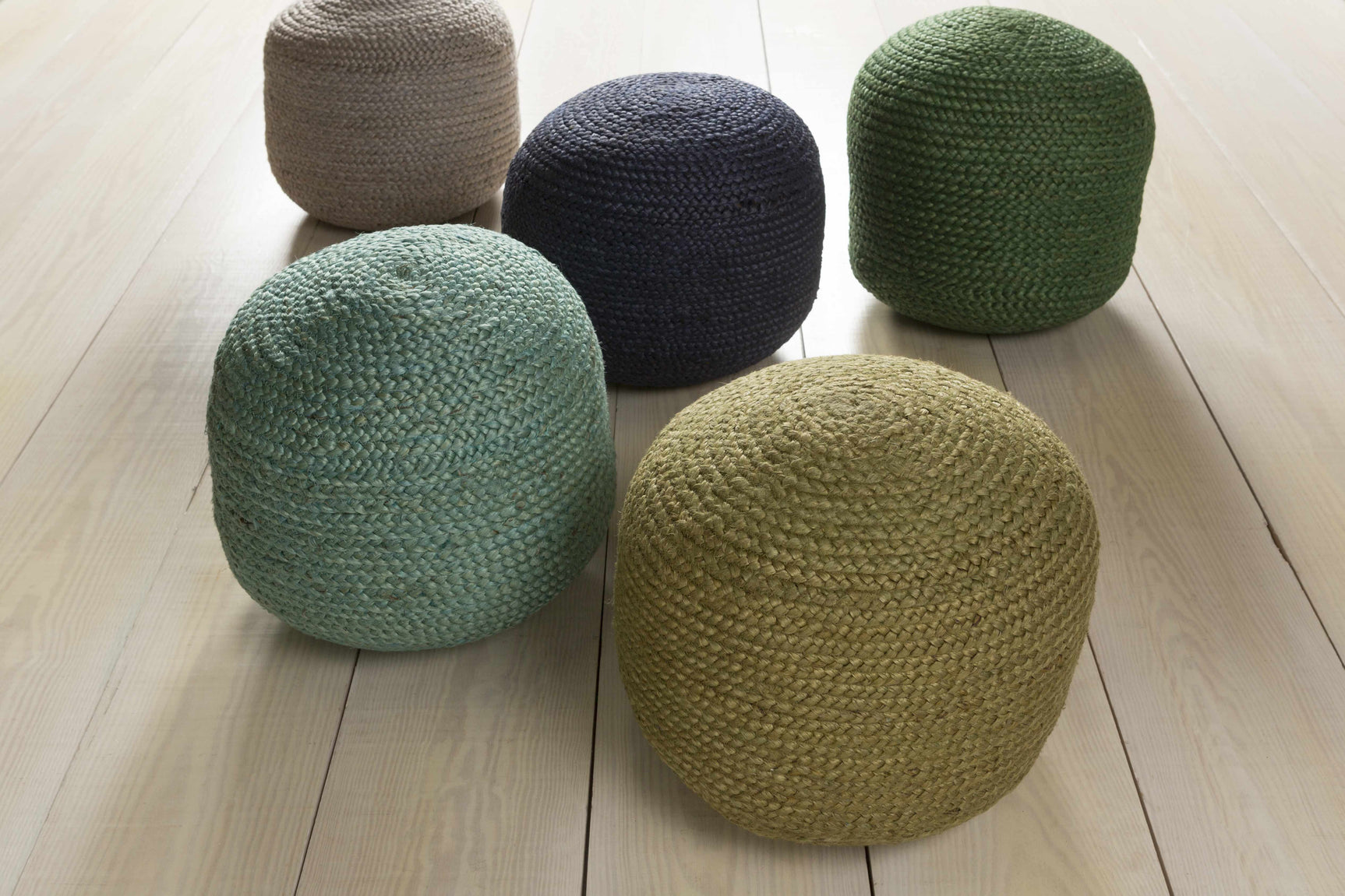 Gail Navy Jute Knitted Pouf - Ornate Home