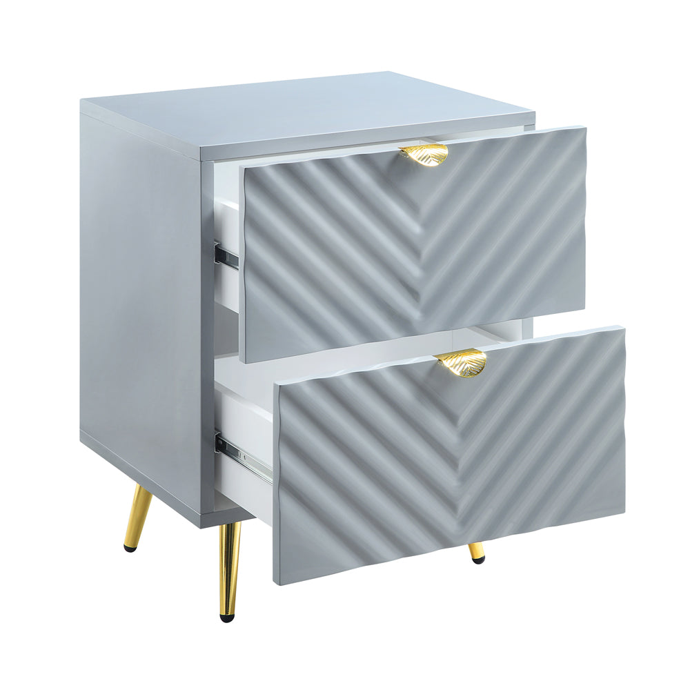 Gaines Gray High Gloss Nightstand - Ornate Home