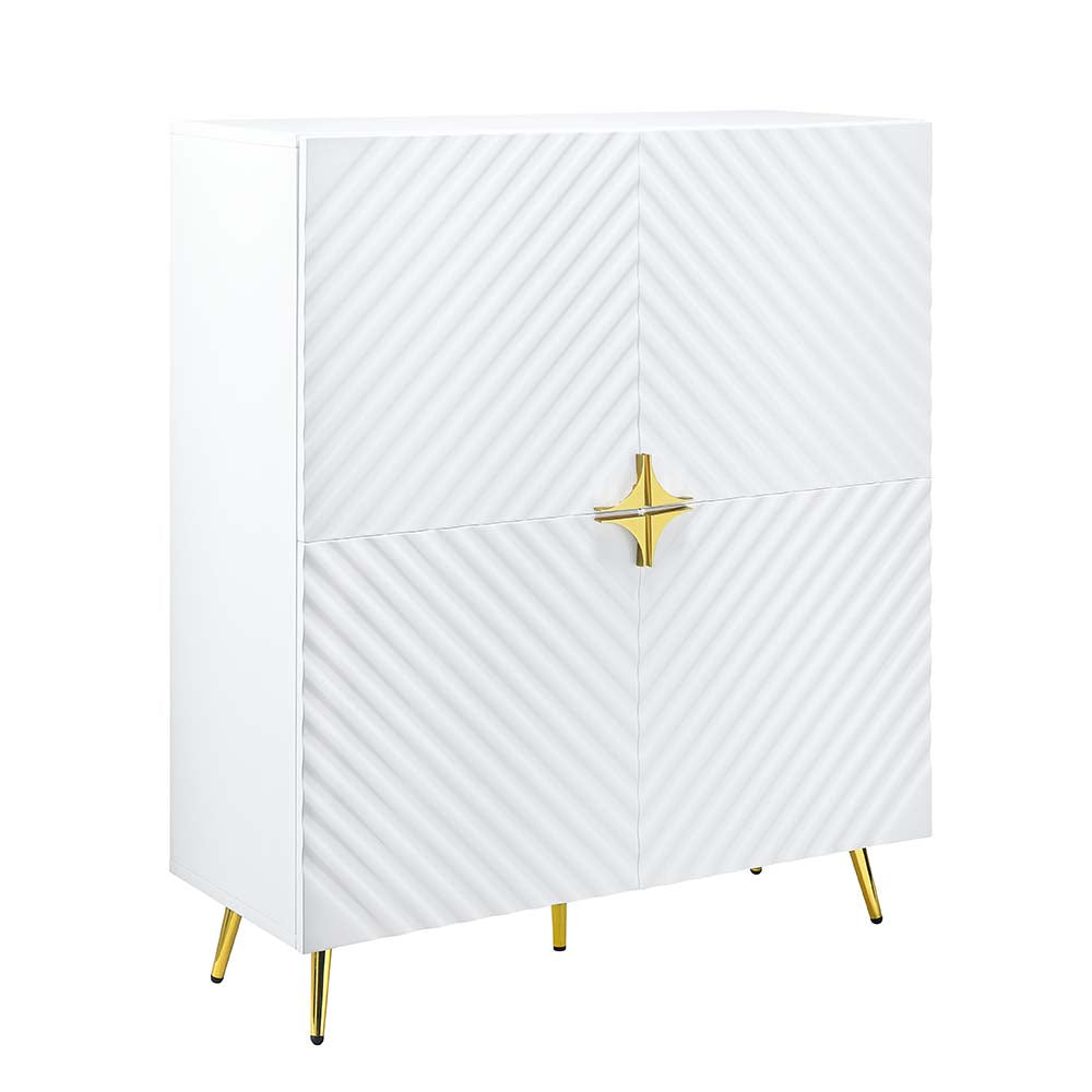 Gaines White High Gloss Console Cabinet - Ornate Home