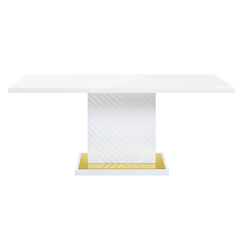 Gaines White High Gloss Dining Table - Ornate Home