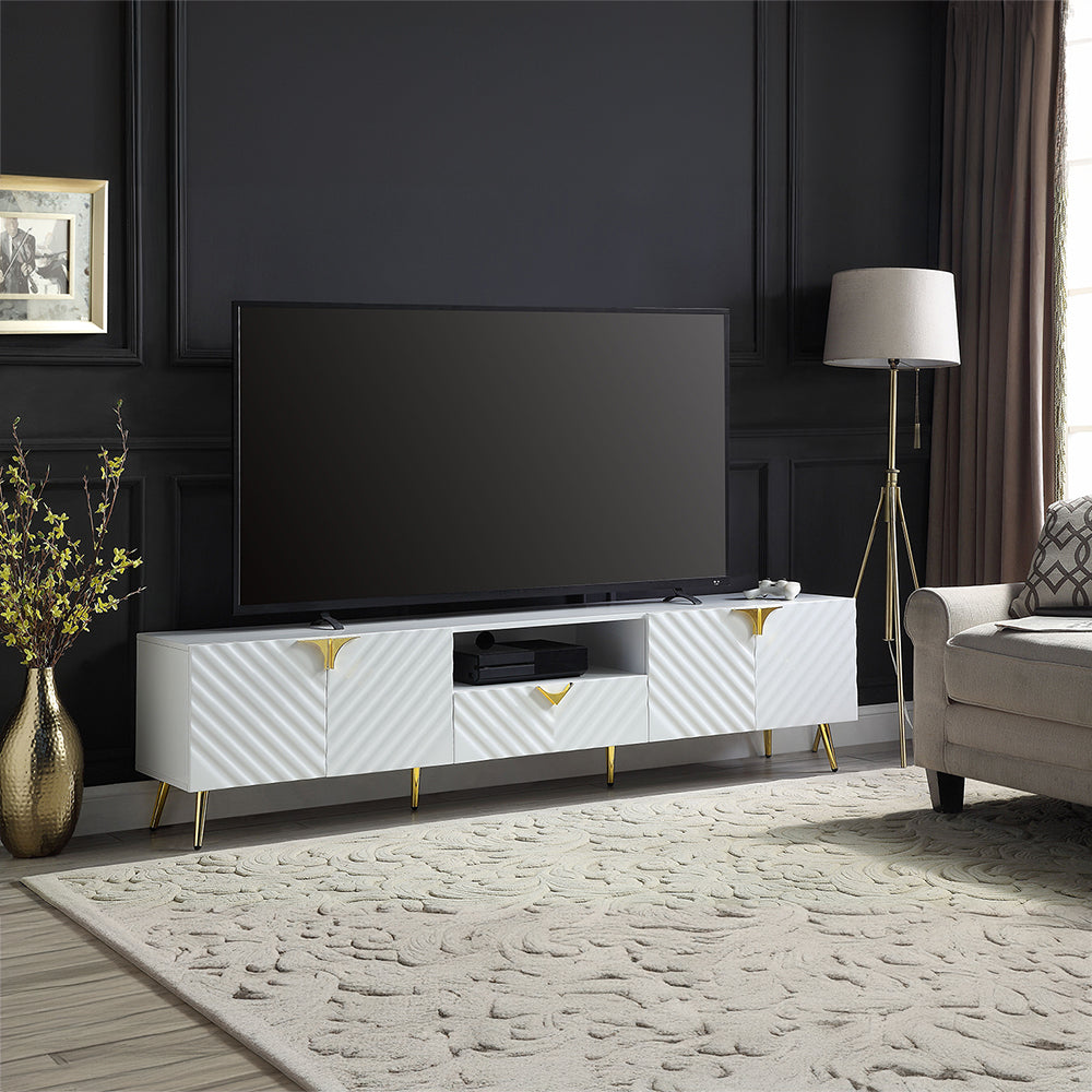Gaines White High Gloss TV Stand - Ornate Home