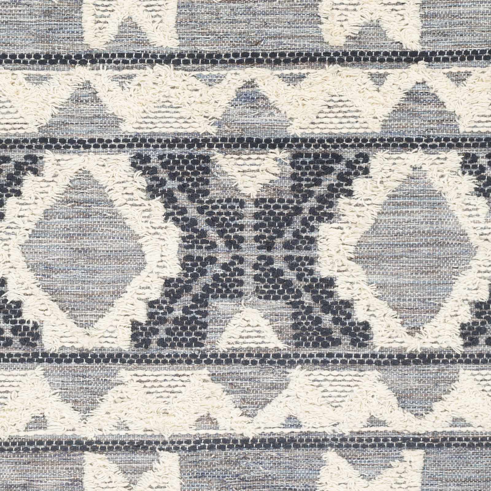 Gakona High-Low Cream&Blue Wool Rug - Clearance - Ornate Home