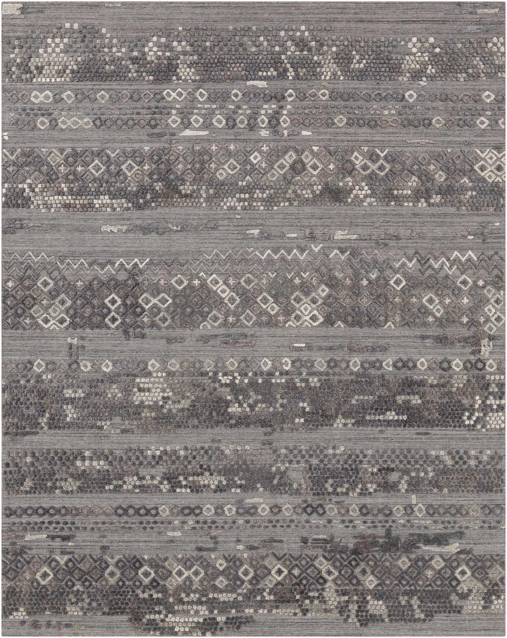 Galchutt Embossed Gray Premium Viscose&Wool Rug - Clearance - Ornate Home