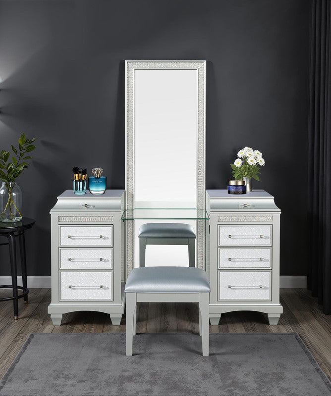 Galea Gray Vanity w/ Stool - Ornate Home