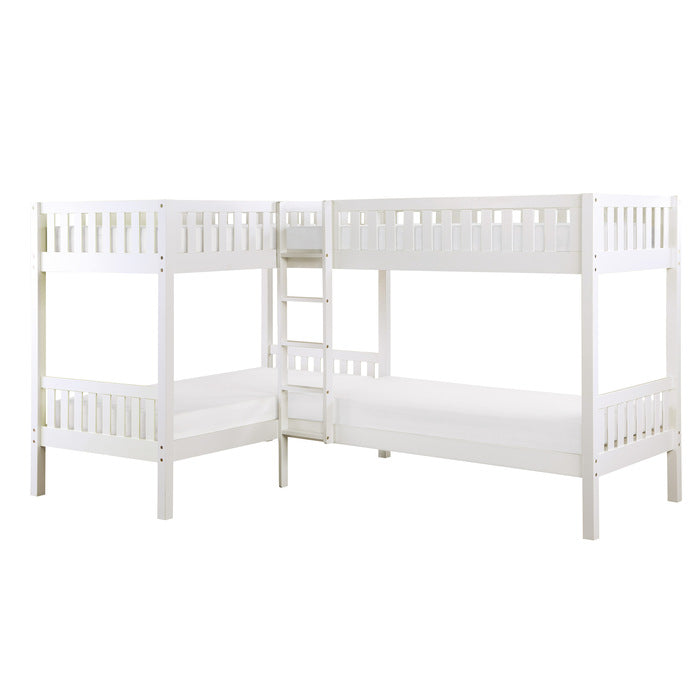 Galen White Corner Bunk Bed - Ornate Home