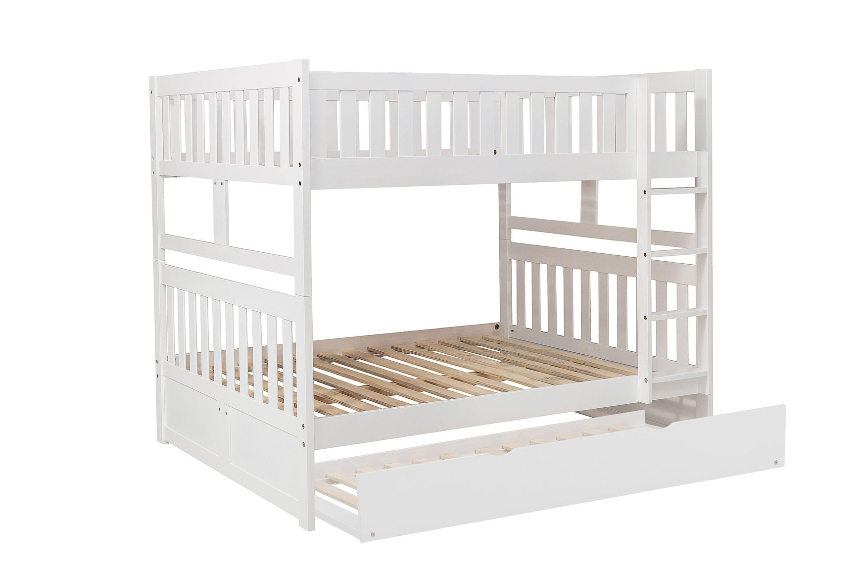 Galen White Full/Full Bunk Bed with Twin Trundle - Ornate Home