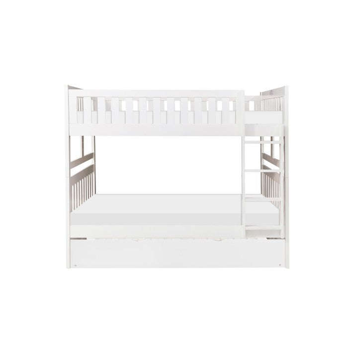 Galen White Full/Full Bunk Bed with Twin Trundle - Ornate Home