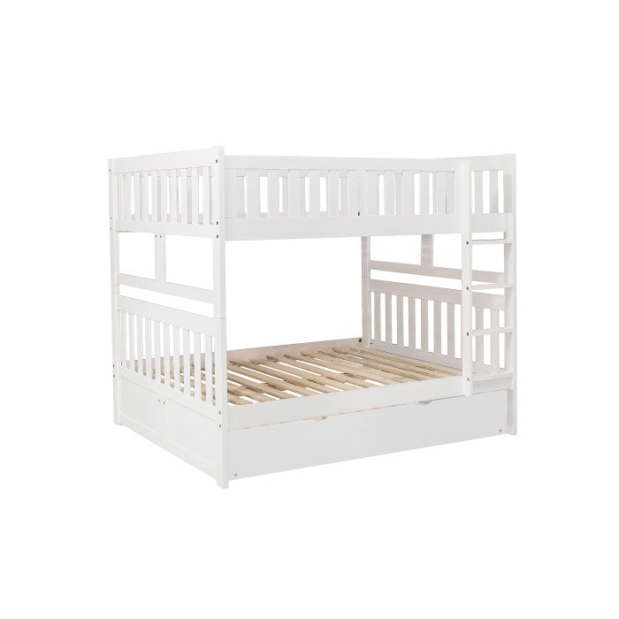 Galen White Full/Full Bunk Bed with Twin Trundle - Ornate Home