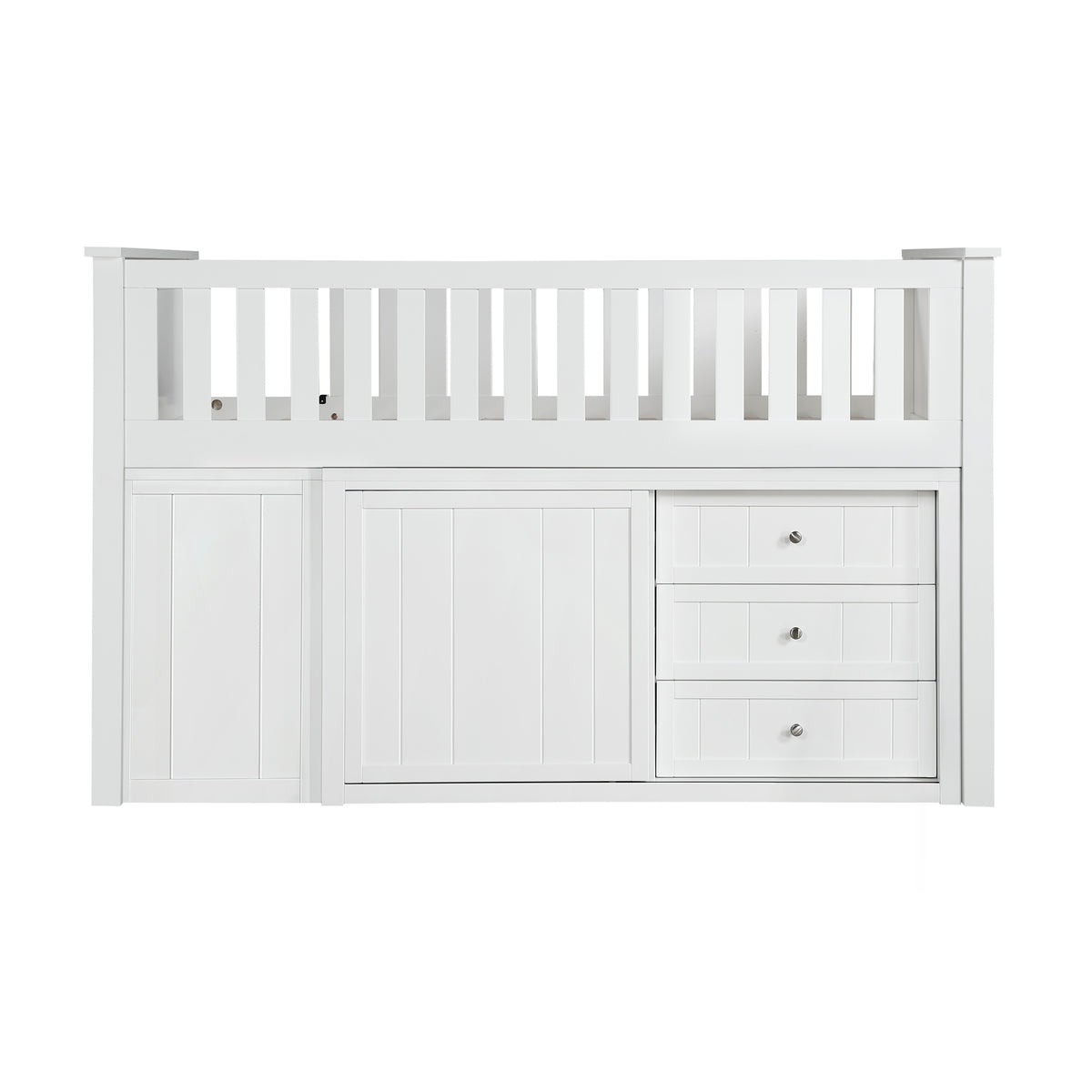 Galen White Low Loft Bunk With Bookcase And 2 Dressers - Ornate Home