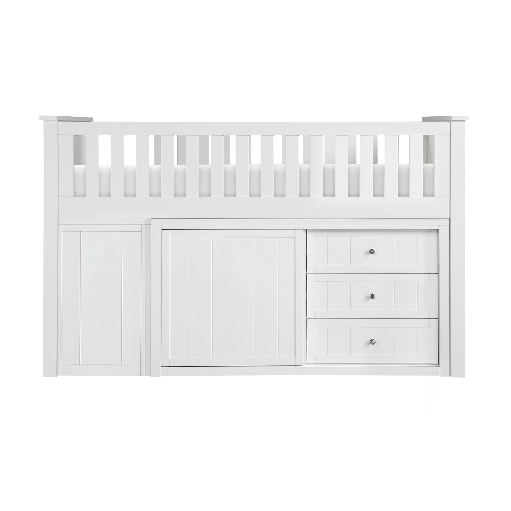 Galen White Low Loft Bunk with Bookcase & 2 Dressers - Ornate Home