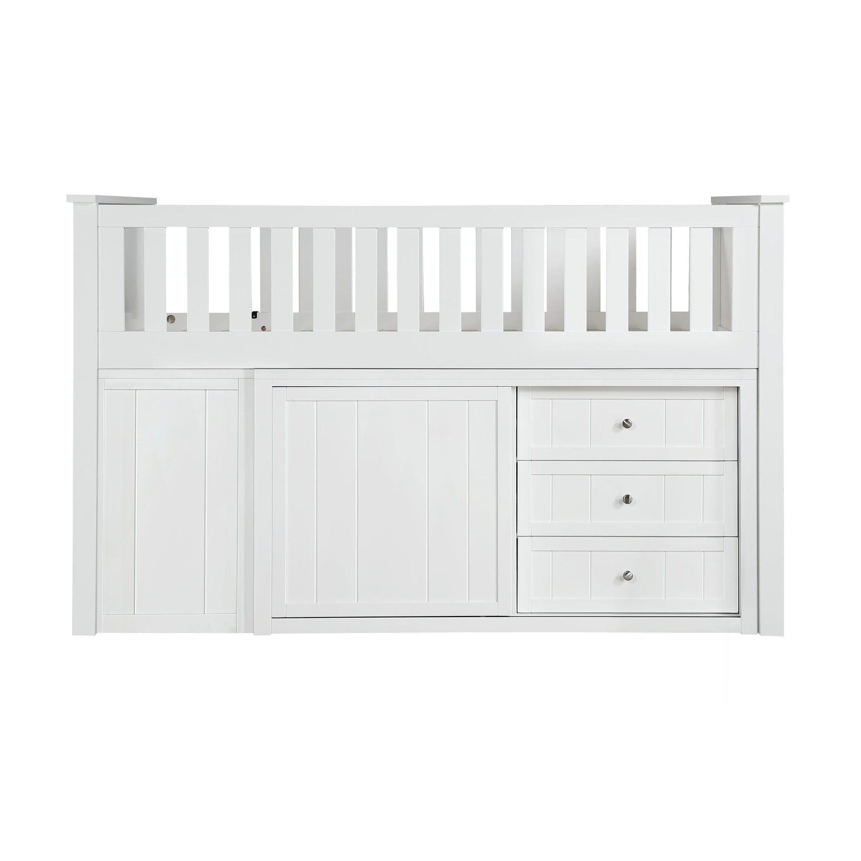 Galen White Low Loft Bunk with Bookcase & 2 Dressers - Ornate Home