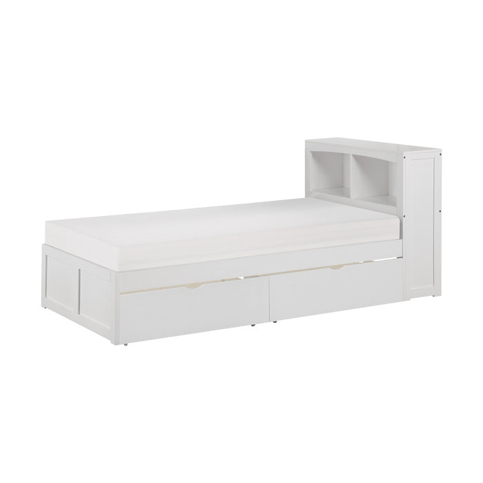 Galen White Twin Bookcase Bed With Storage Boxes - Ornate Home