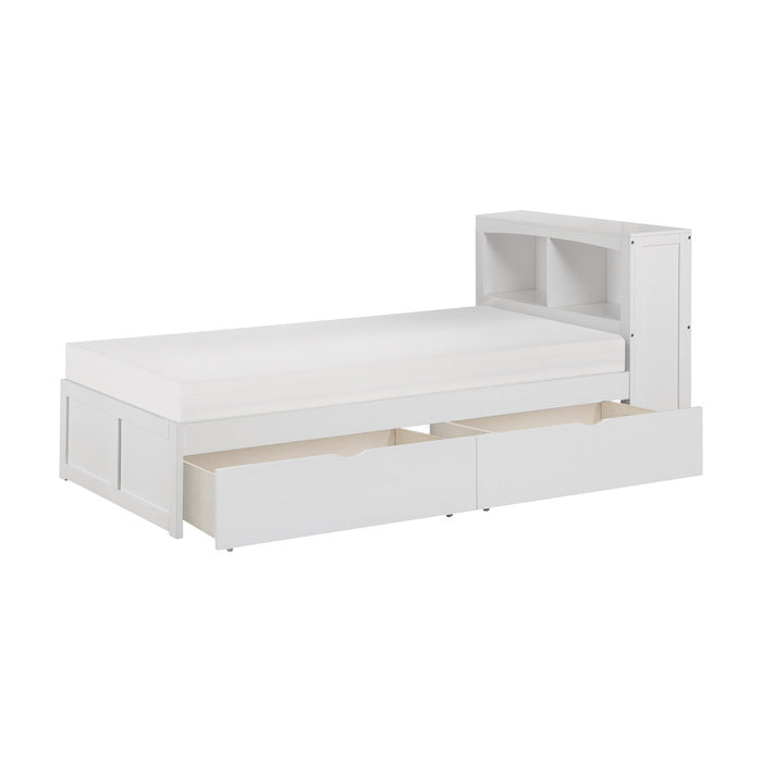 Galen White Twin Bookcase Bed With Storage Boxes - Ornate Home