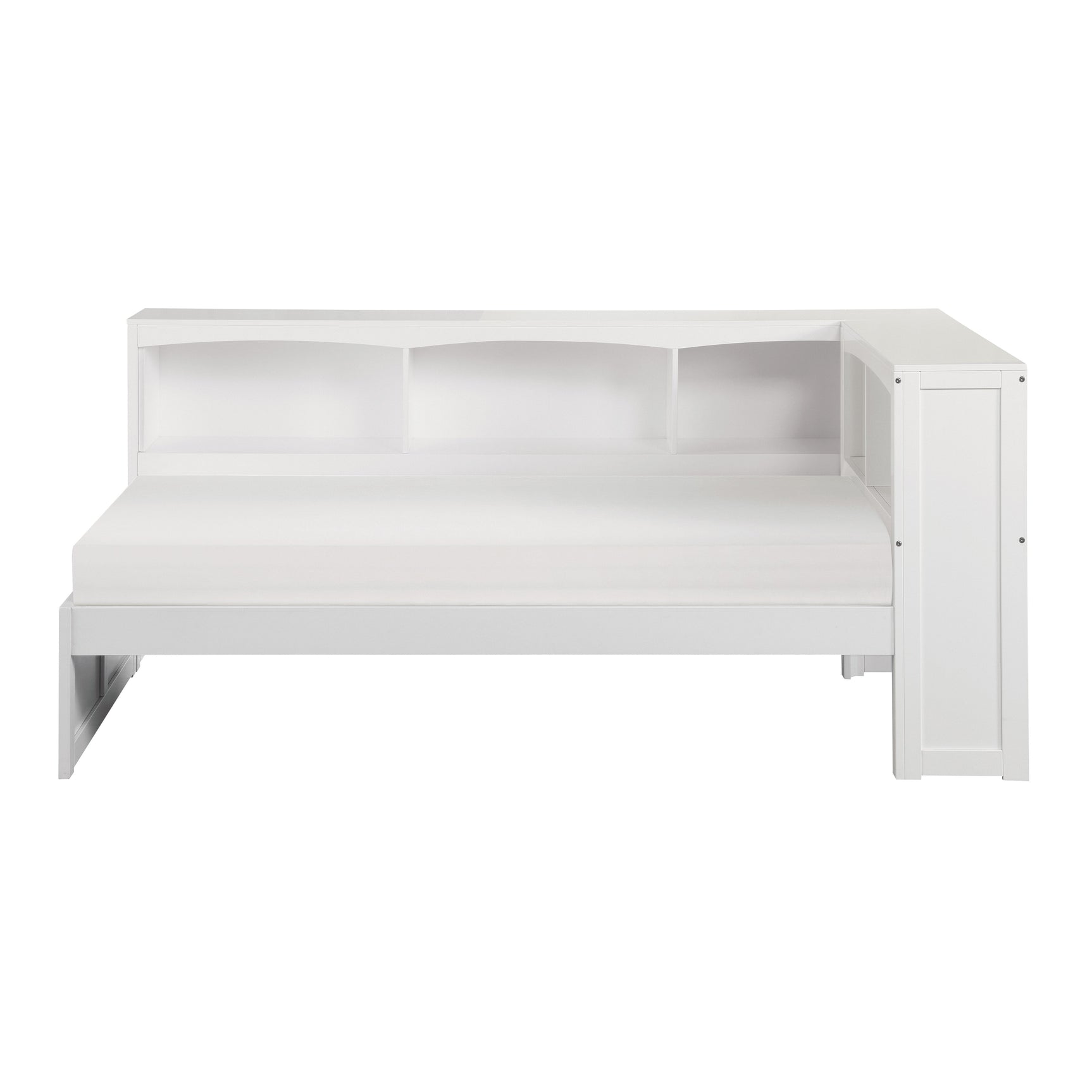 Galen White Twin Bookcase Corner Bed - Ornate Home