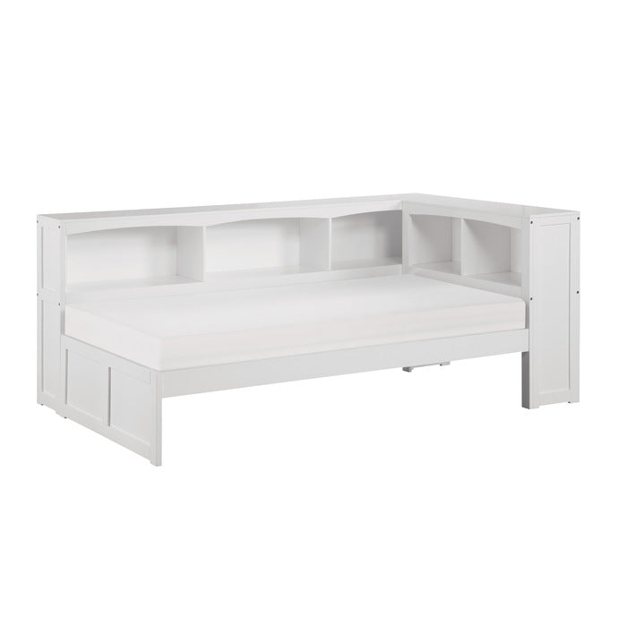 Galen White Twin Bookcase Corner Bed - Ornate Home