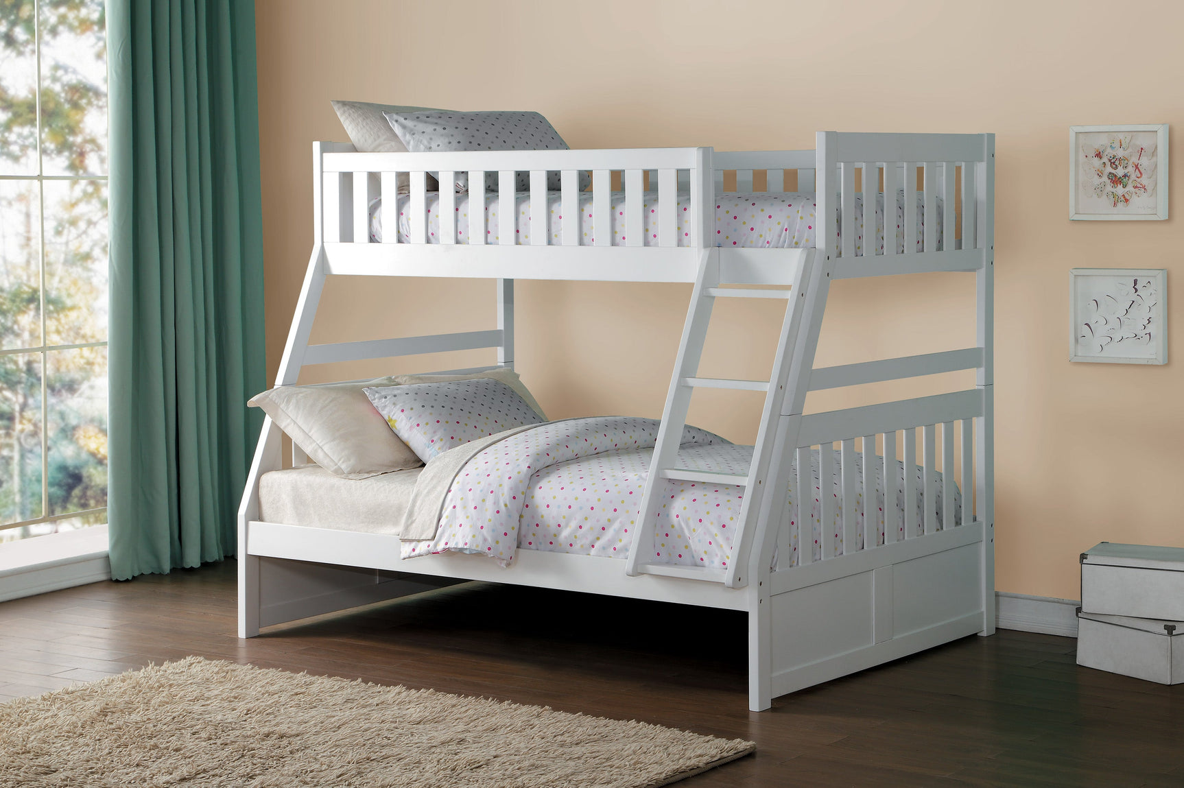 Galen White Twin/Full Bunk Bed - Ornate Home