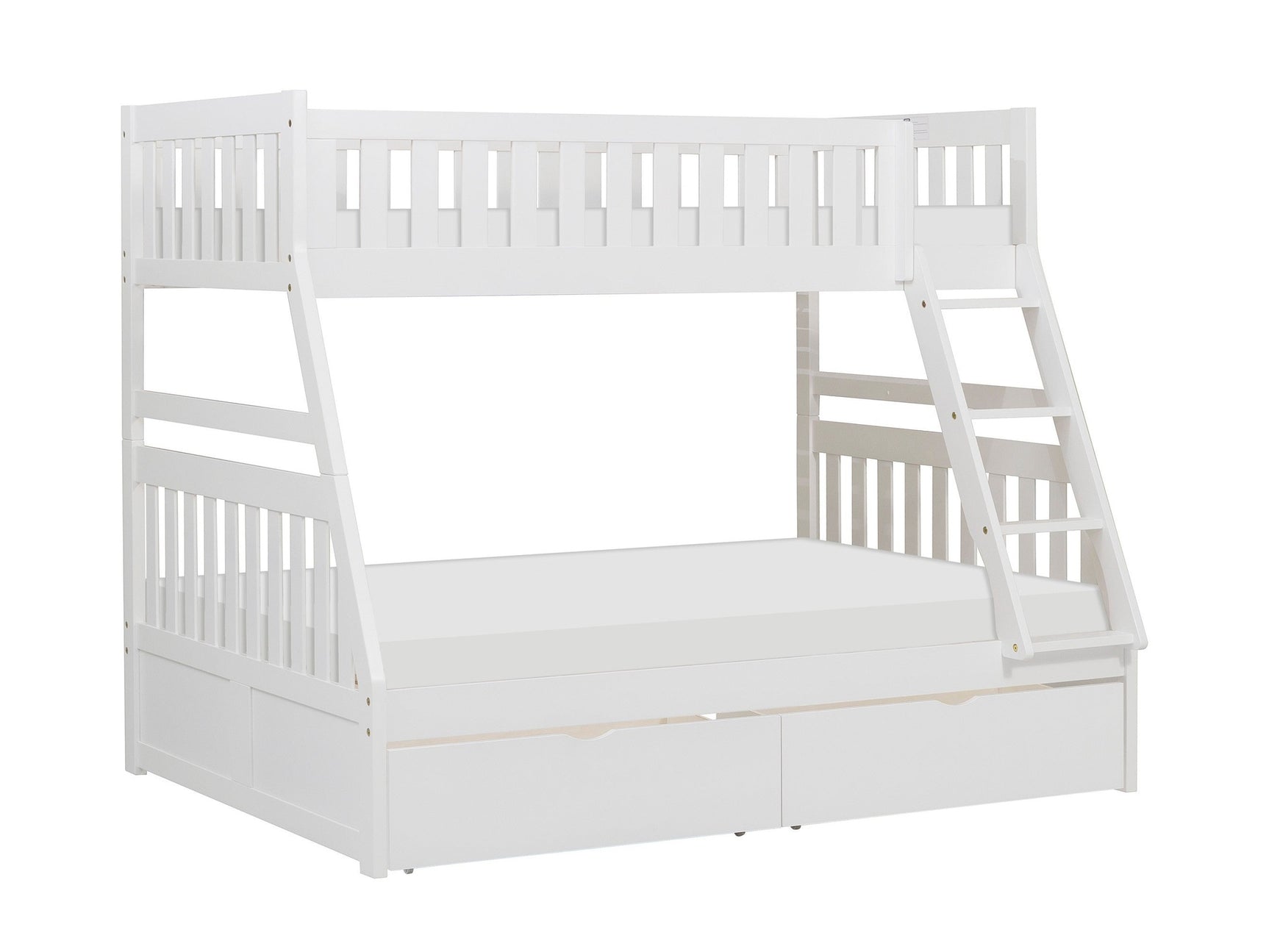 Galen White Twin/Full Bunk Bed With Storage Boxes - Ornate Home