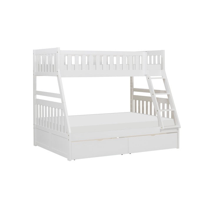 Galen White Twin/Full Bunk Bed With Storage Boxes - Ornate Home