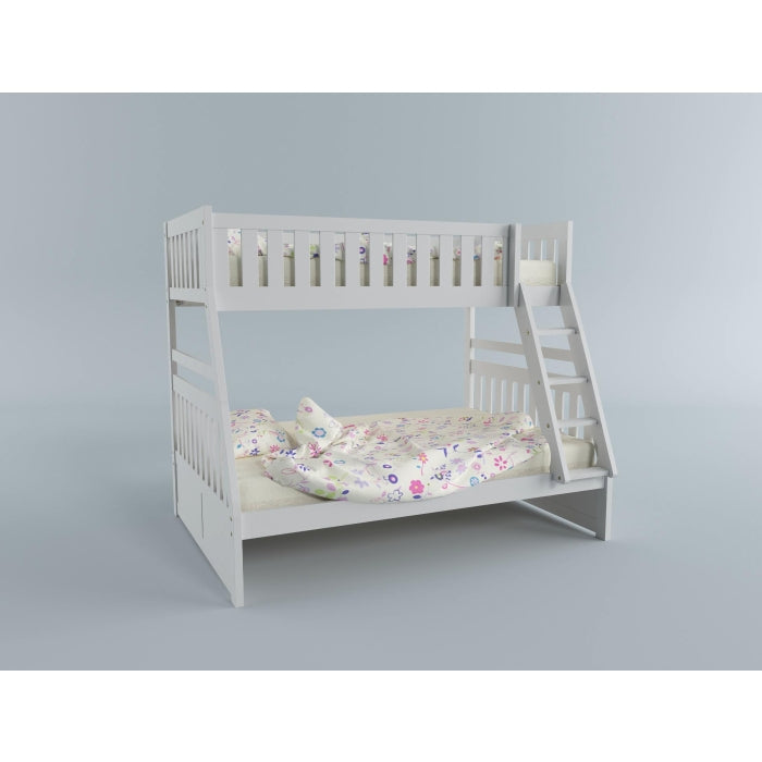 Galen White Twin/Full Bunk Bed With Storage Boxes - Ornate Home