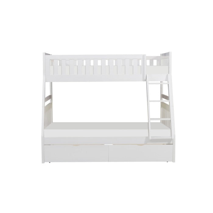Galen White Twin/Full Bunk Bed With Storage Boxes - Ornate Home