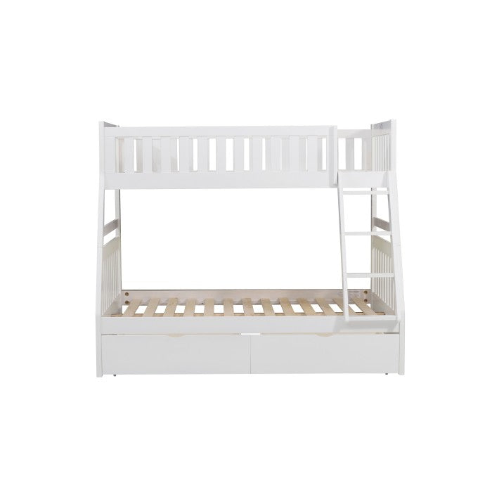 Galen White Twin/Full Bunk Bed With Storage Boxes - Ornate Home