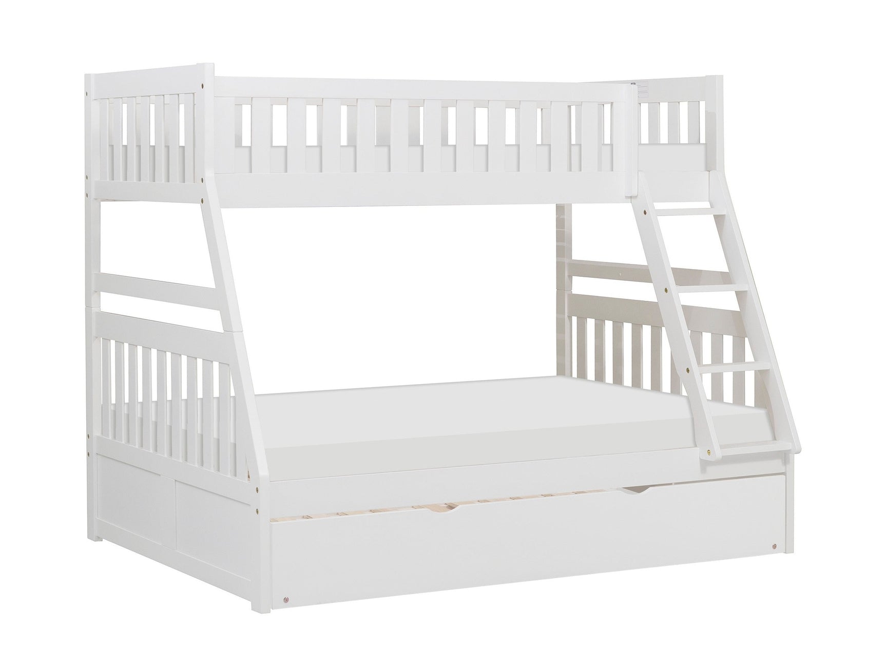 Galen White Twin/Full Bunk Bed with Twin Trundle - Ornate Home