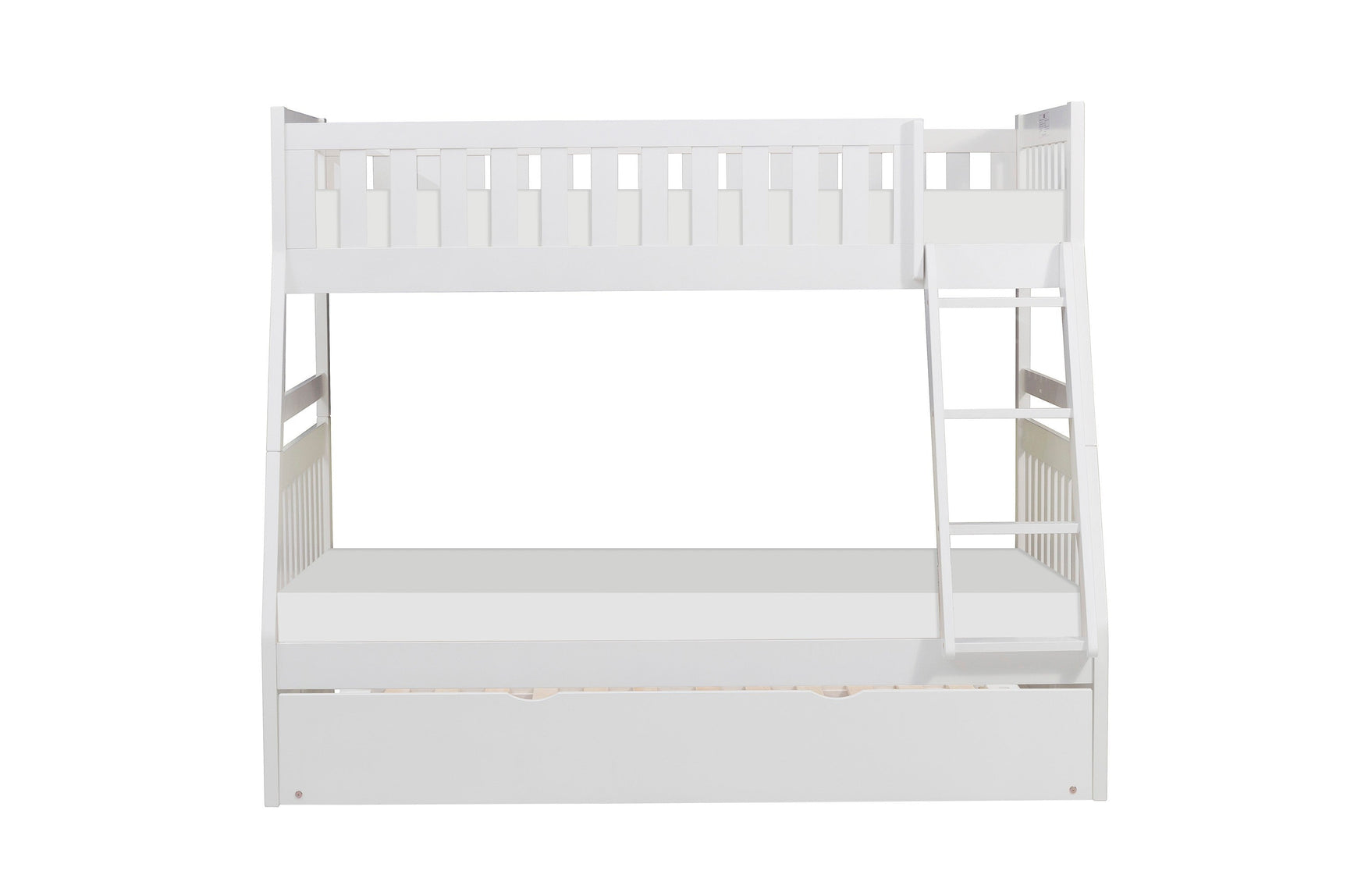 Galen White Twin/Full Bunk Bed with Twin Trundle - Ornate Home