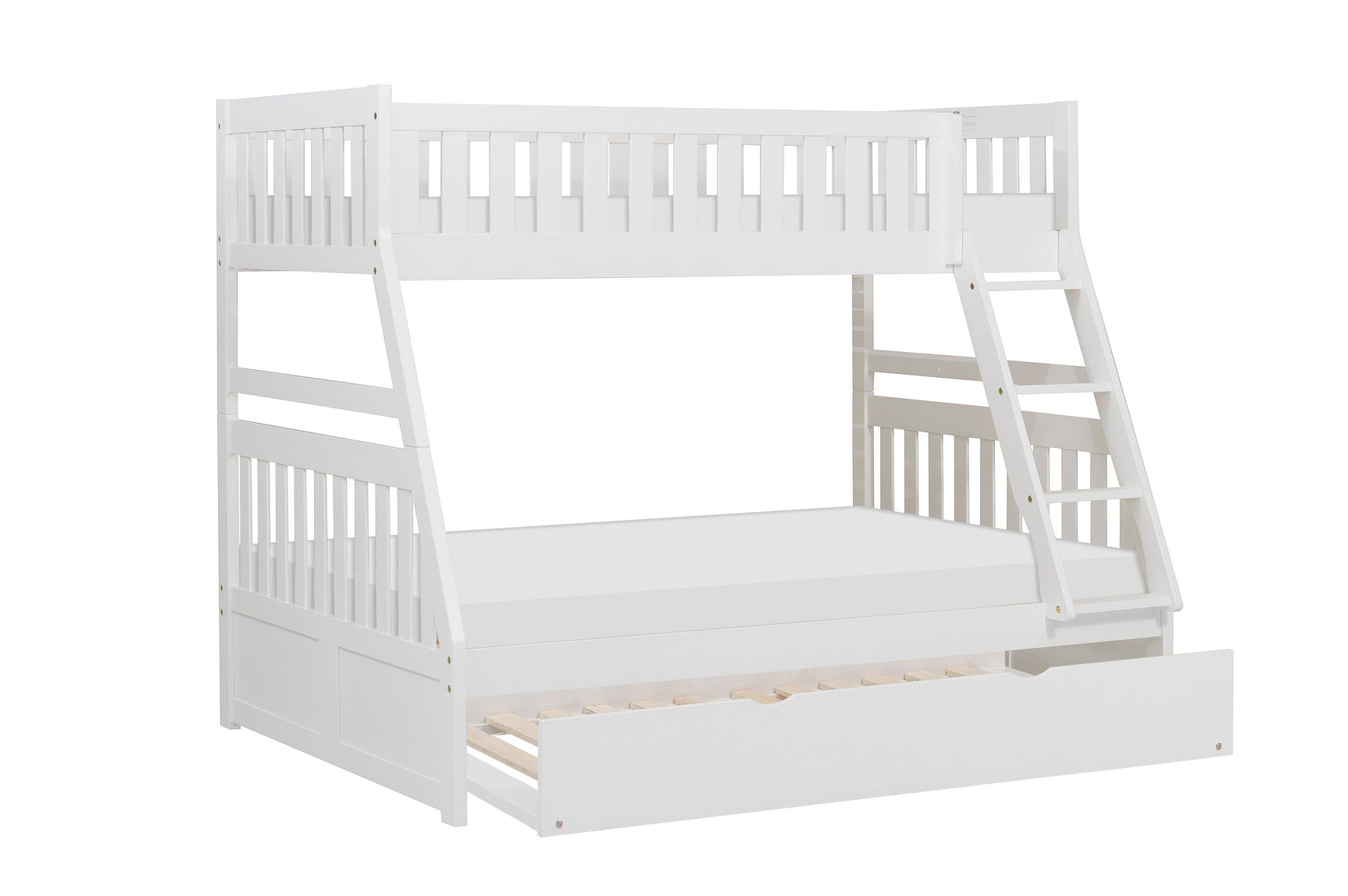 Galen White Twin/Full Bunk Bed with Twin Trundle - Ornate Home