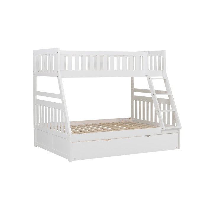 Galen White Twin/Full Bunk Bed with Twin Trundle - Ornate Home