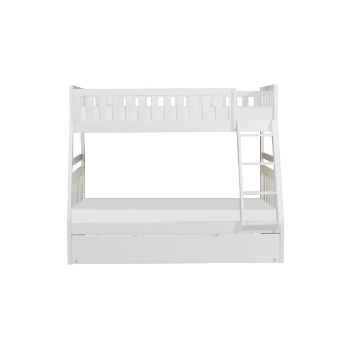 Galen White Twin/Full Bunk Bed with Twin Trundle - Ornate Home