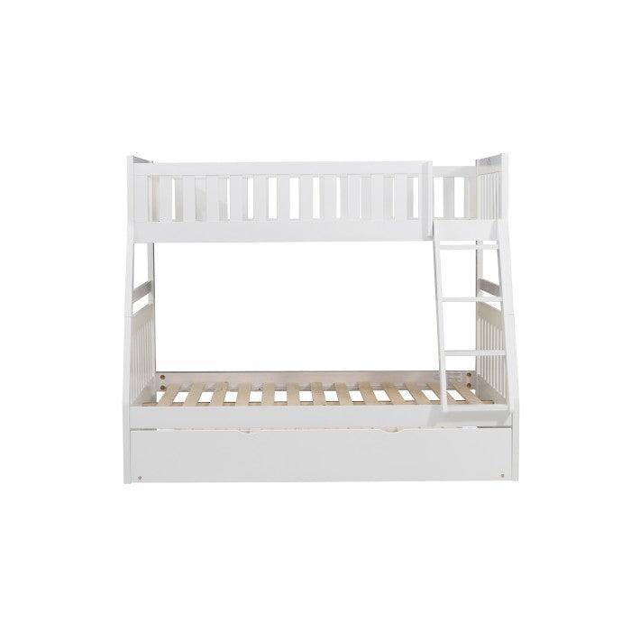 Galen White Twin/Full Bunk Bed with Twin Trundle - Ornate Home