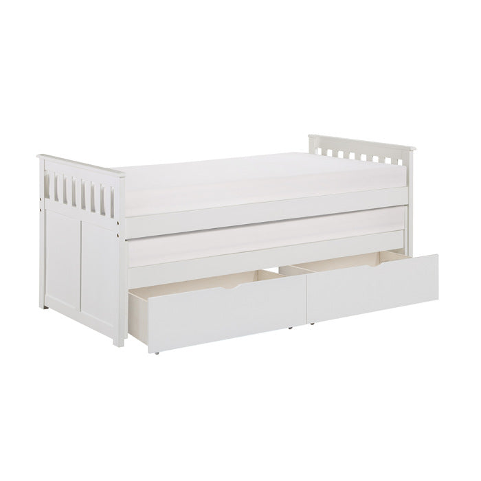 Galen White Twin/Twin Bed with Storage Boxes - Ornate Home