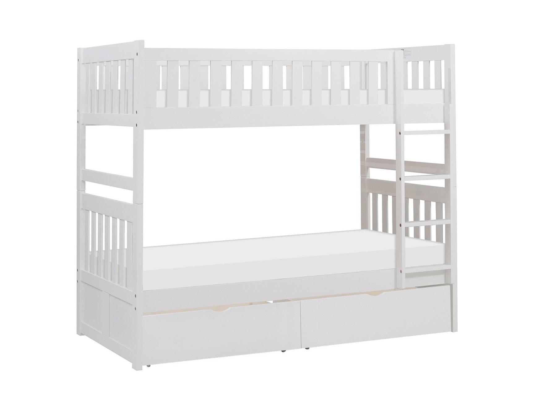 Galen White Twin/Twin Bunk Bed With Storage Boxes - Ornate Home