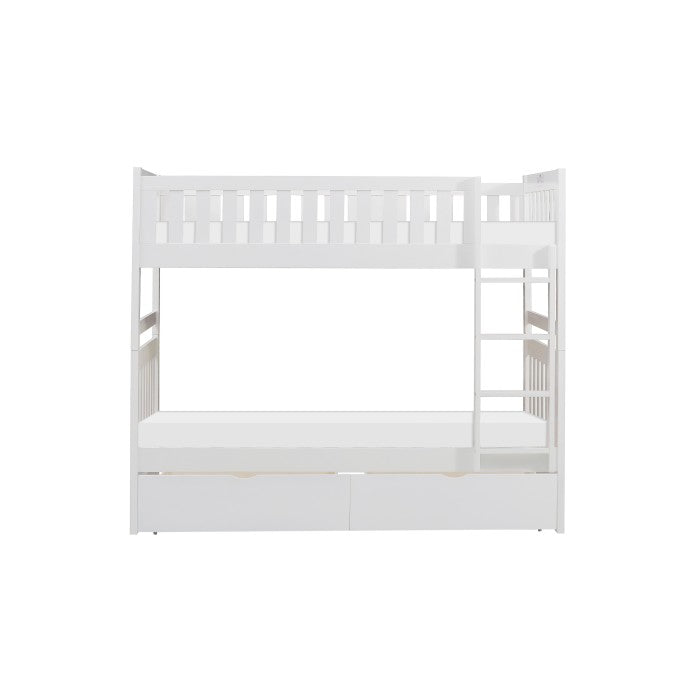 Galen White Twin/Twin Bunk Bed With Storage Boxes - Ornate Home