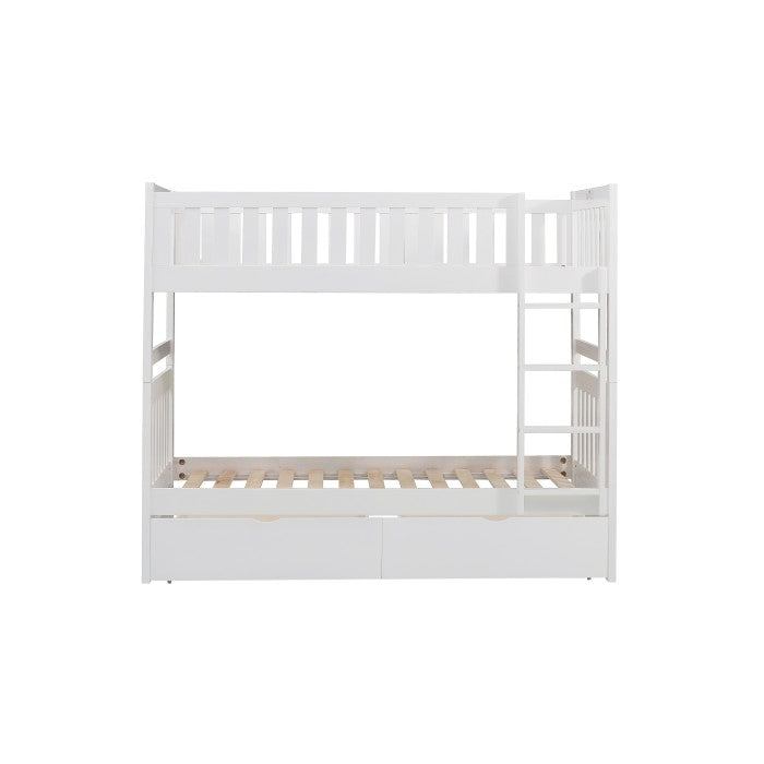 Galen White Twin/Twin Bunk Bed With Storage Boxes - Ornate Home