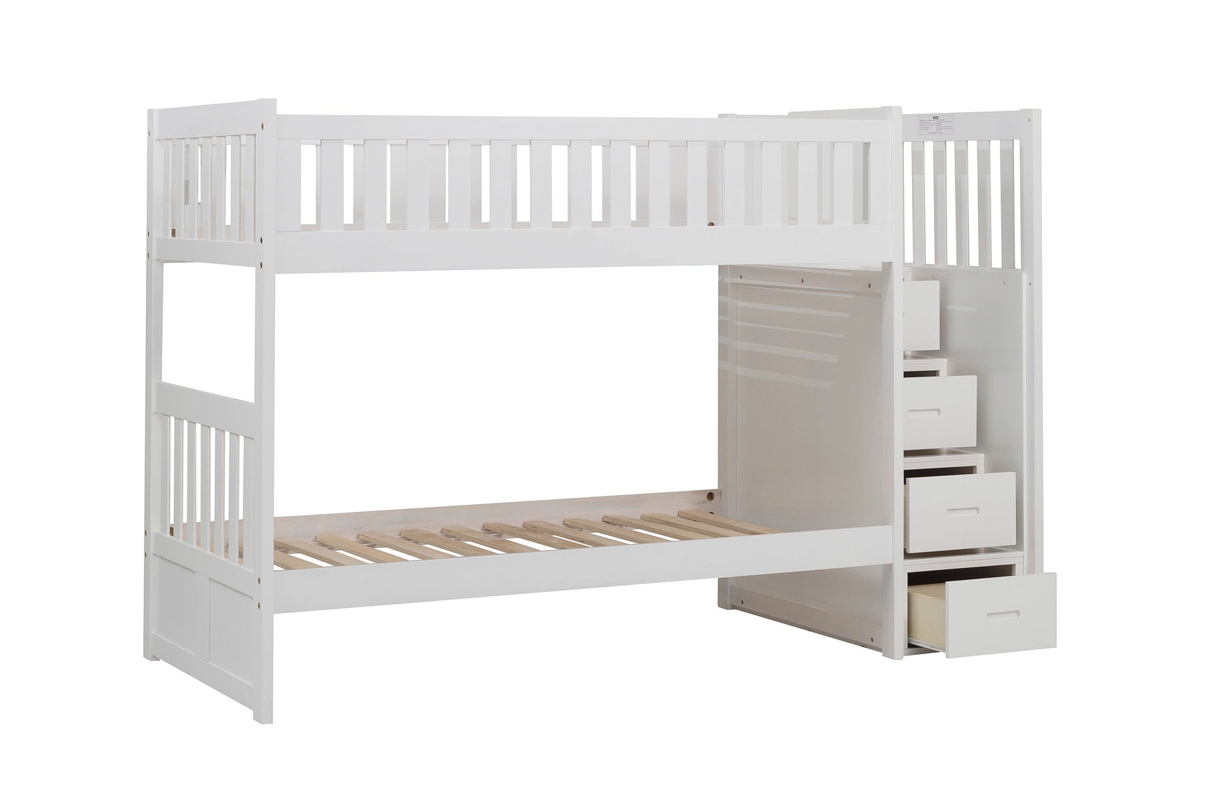 Galen White Twin/Twin Step Bunk Bed - Ornate Home