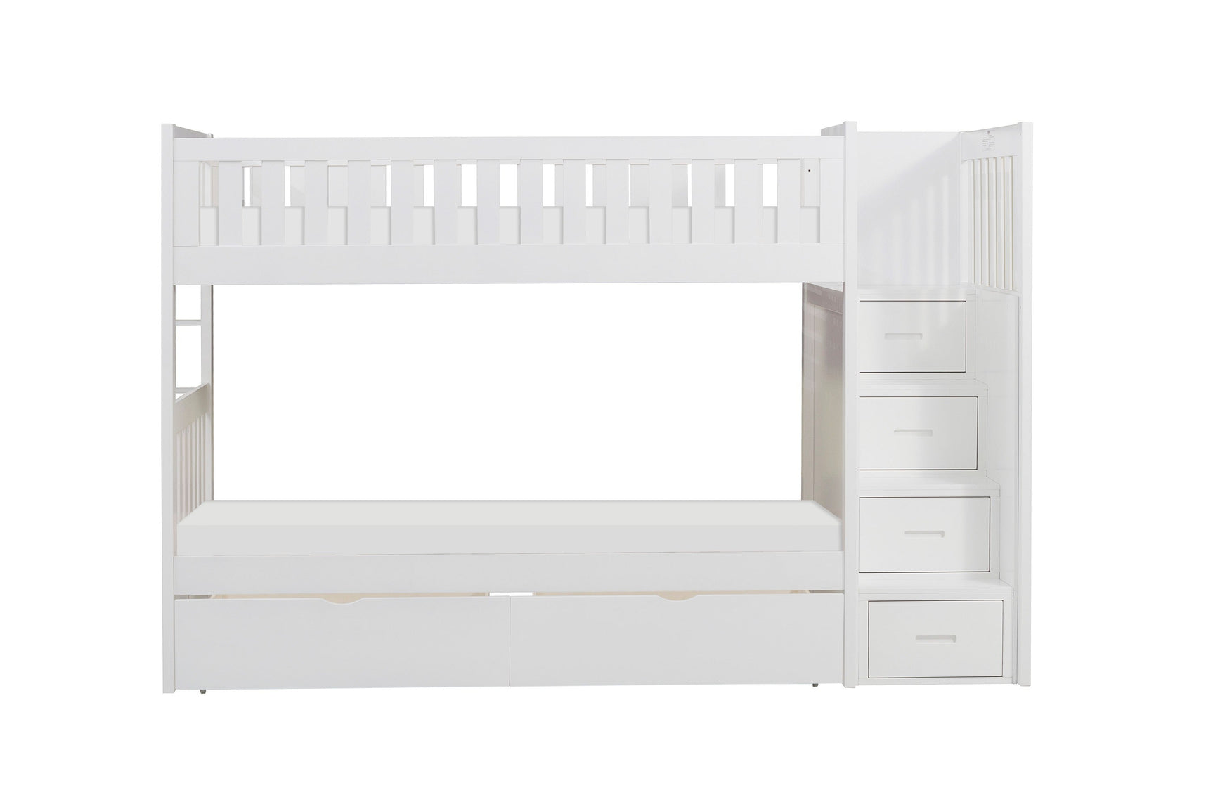 Galen White Twin/Twin Step Bunk Bed - Ornate Home