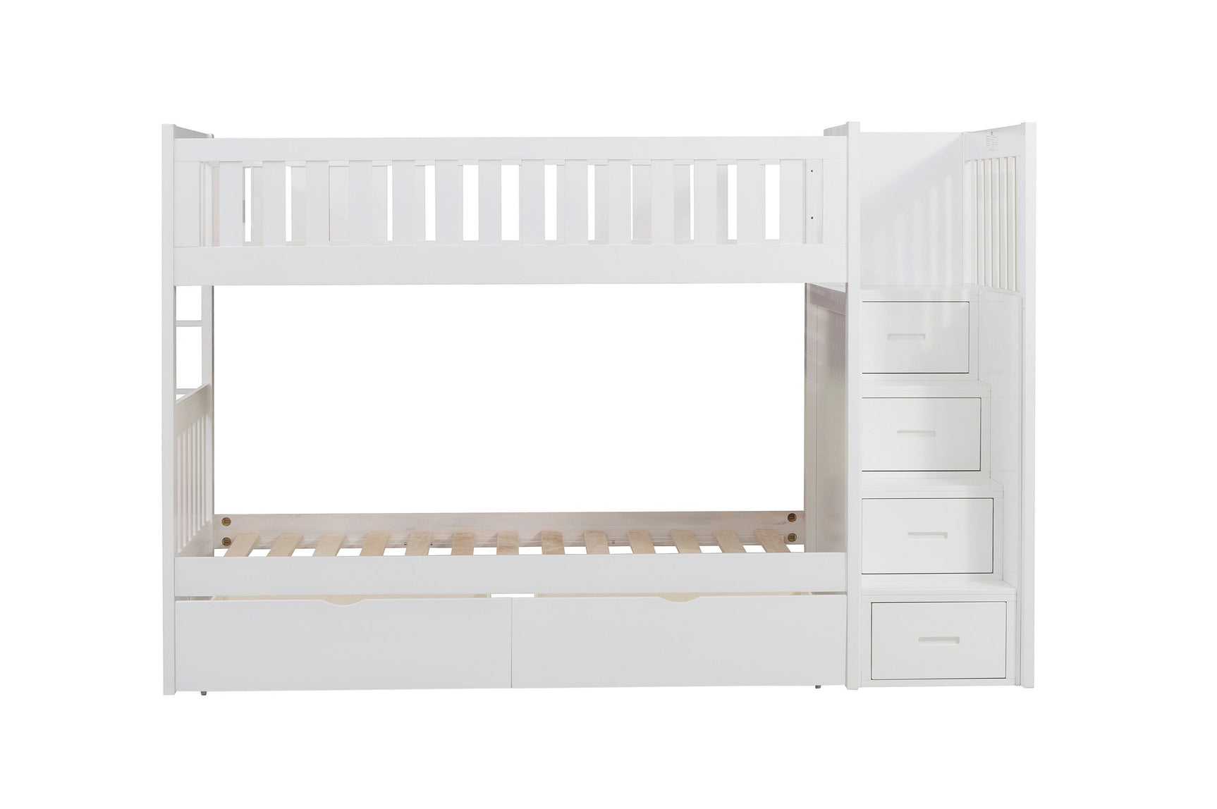 Galen White Twin/Twin Step Bunk Bed - Ornate Home