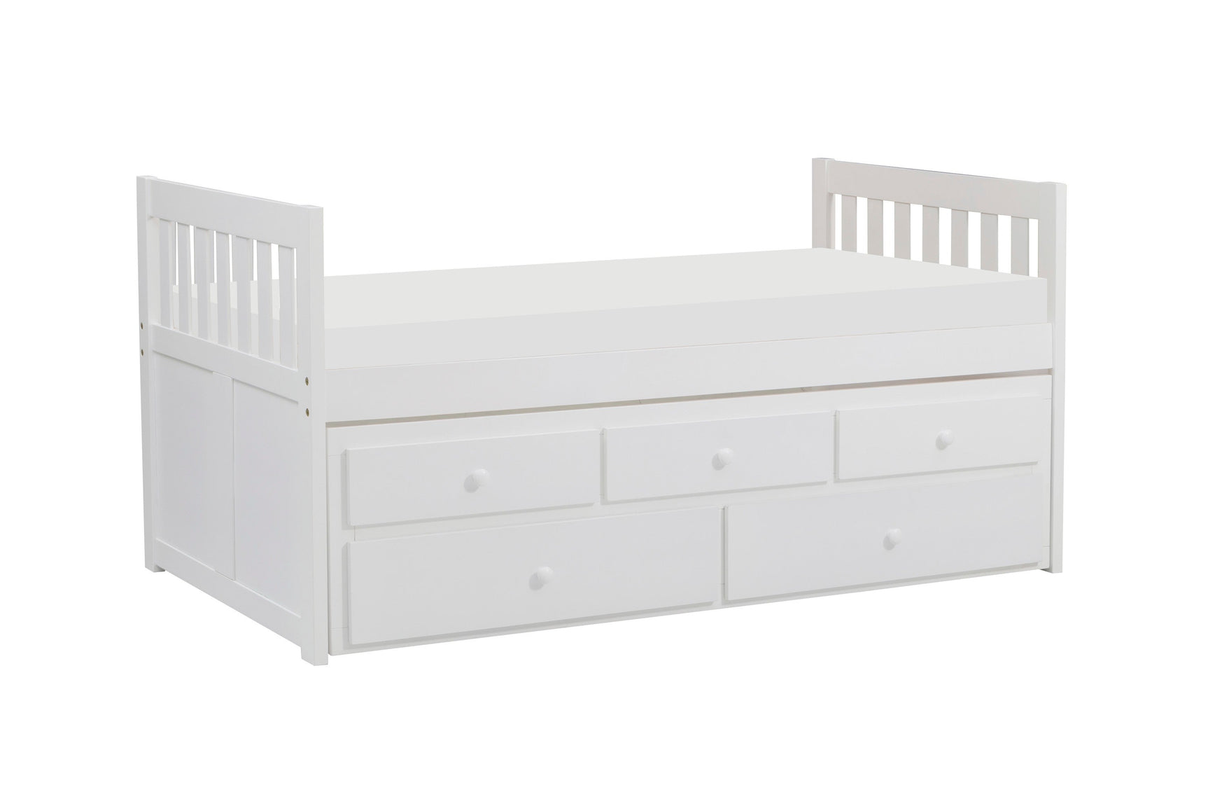 Galen White Twin/Twin Trundle Bed - Ornate Home