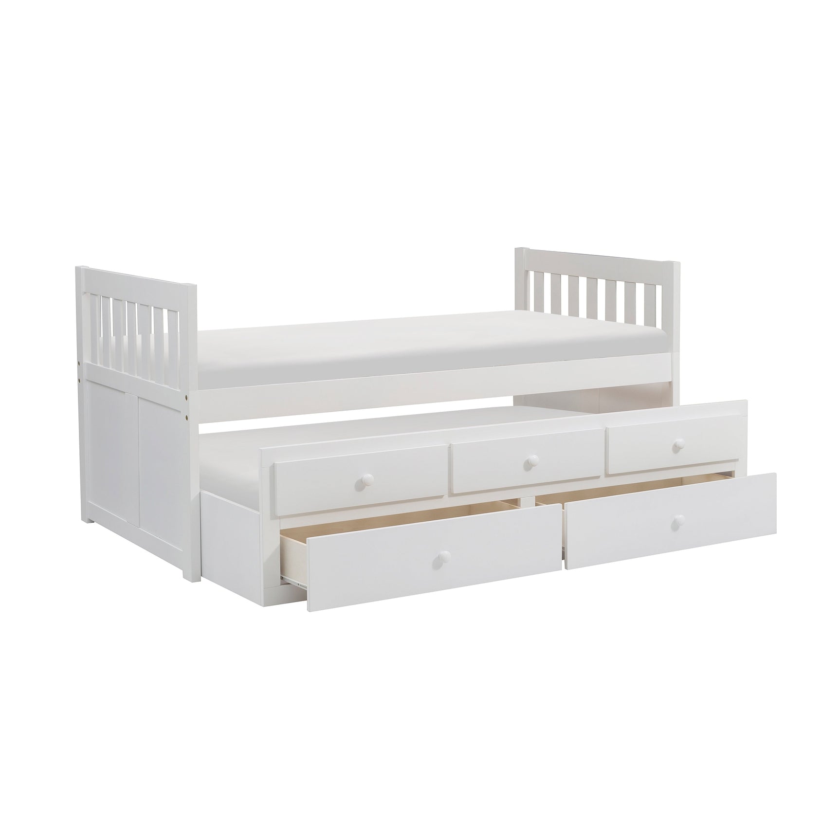 Galen White Twin/Twin Trundle Bed - Ornate Home