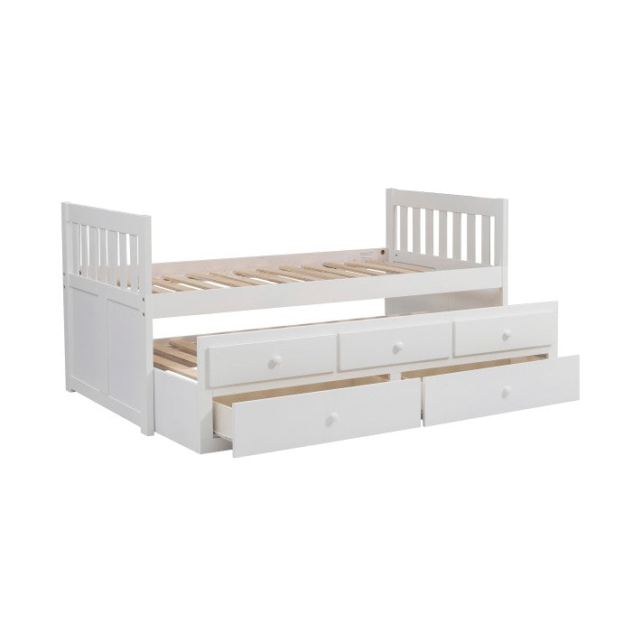 Galen White Twin/Twin Trundle Bed - Ornate Home