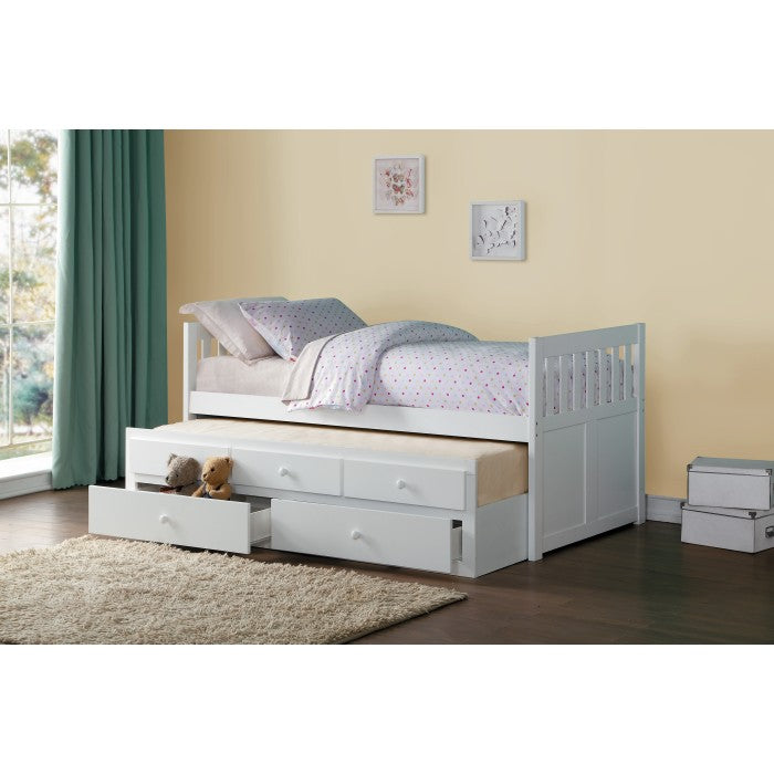 Galen White Twin/Twin Trundle Bed - Ornate Home