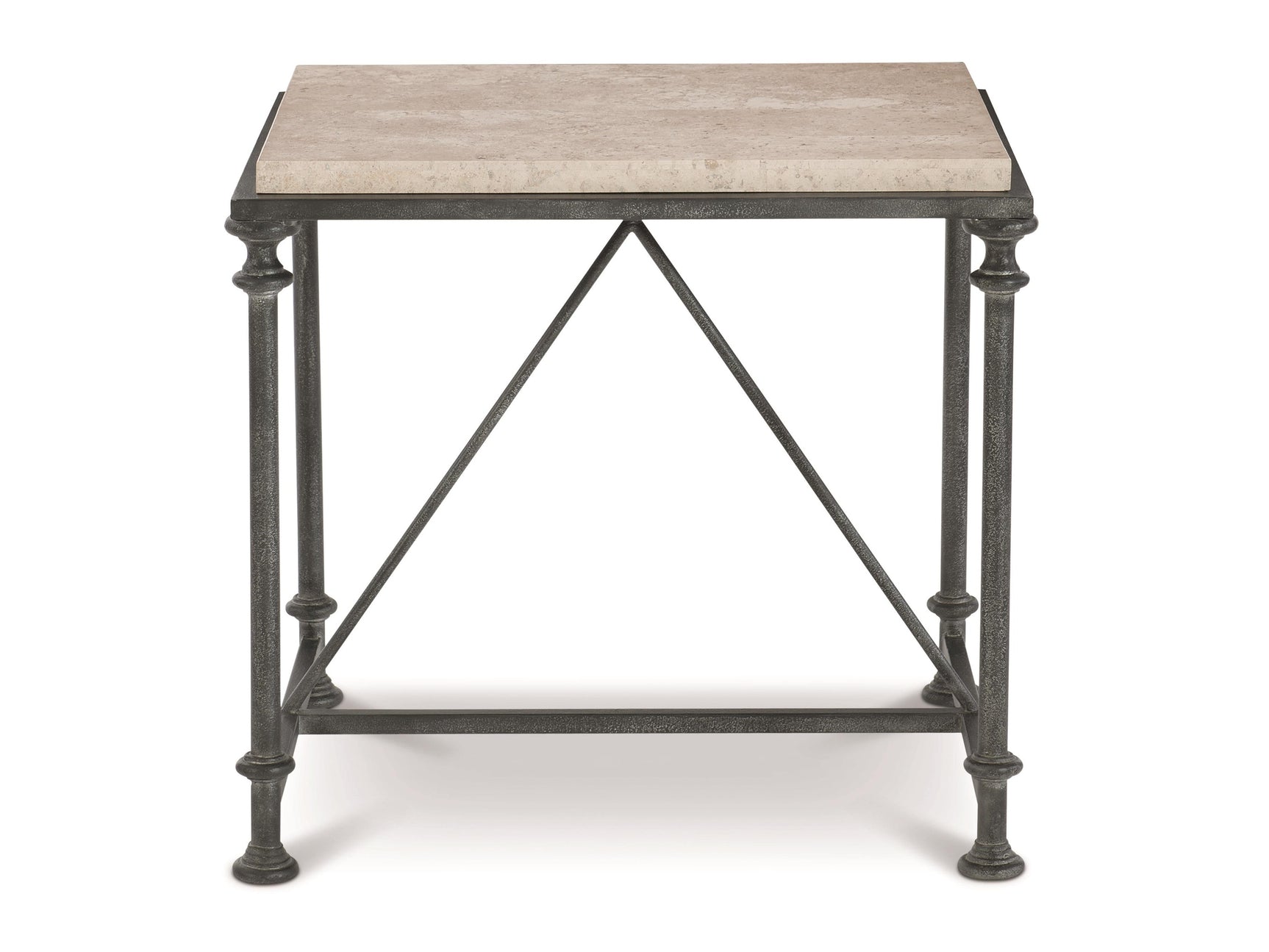 Galesbury Rectangular Cream Travertine/Antique Silver Side Table - Ornate Home