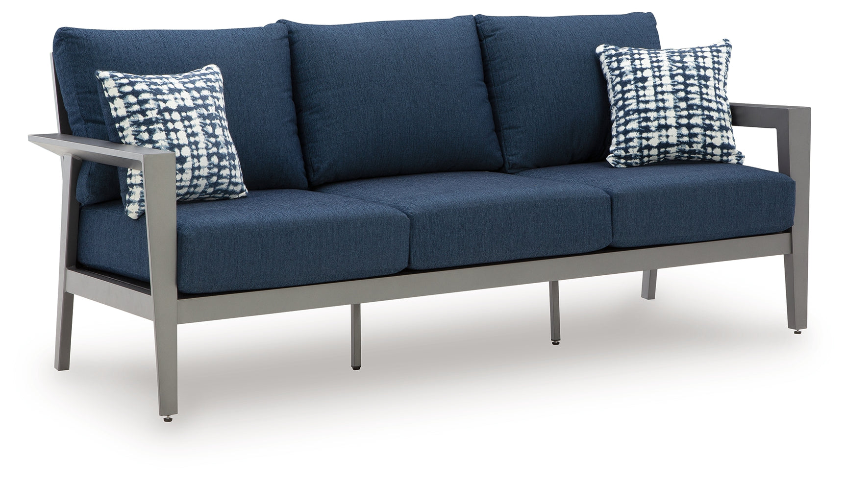 Gali Gray/Blue Outdoor Sofa/Chairs/Table Set (Set of 4) - Ornate Home