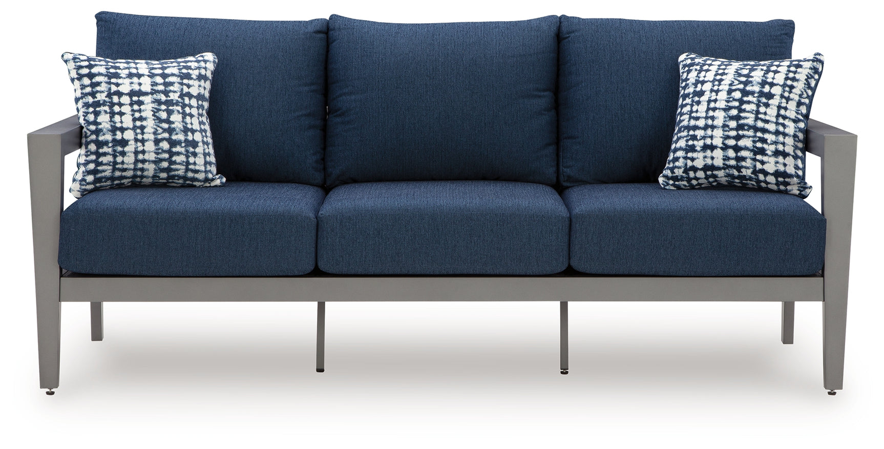 Gali Gray/Blue Outdoor Sofa/Chairs/Table Set (Set of 4) - Ornate Home